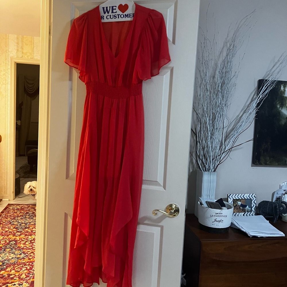 Elegant Deep Orange Maxi Dress